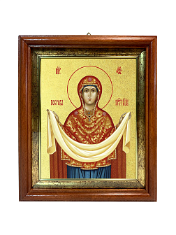 Икона Божией Матери "Покров" с золочением поталью, 03П1-УЛ