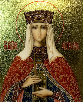 Икона Екатерина великомученица с золочением, широкая рамка 19,5х22,5х2 см