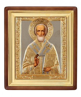 Икона живописная в киоте 18х24 масло, риза №54, киот №1 Николай Чудотворец