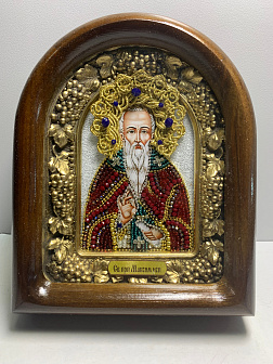 096 Именная икона Максим Исповедник бисер, дерево 096 Именная икона Максим Исповедник бисер, дерево