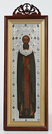 Икона в киоте 20х50 сложный с резным навершием, конгрев Сергий Радонежский 2