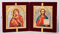 Складни живописные в футляре 24х30 масло, ризы №34, №46(бархат) Складни живописные в футляре 24х30 масло, ризы №34, №46(бархат)
