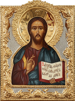 Икона живописная Спасителя 18х24, масло, риза №92, золочение