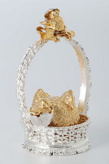 Пасхальная скульптура "курица с птенцами" / золочение, серебрение