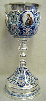 Потир 1.5л 4-финифти, филигрань, эмаль, роспись серебро (УИН)