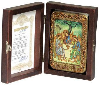 Настольная икона ''Троица'' на мореном дубе