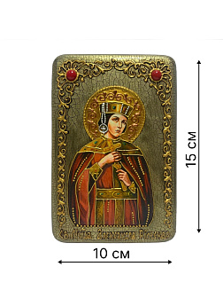 Настольная икона ''Святая мученица Александра Римская'' на мореном дубе