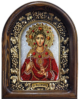 Икона Святая мученица Любовь из бисера в деревянном киоте