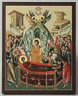 Икона на доске 13х15 объёмная печать, лак Успение Богородицы 1