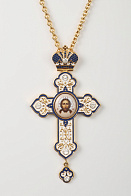 Крест наперсный № 187 штампованный,эмаль,деколь /золочение/