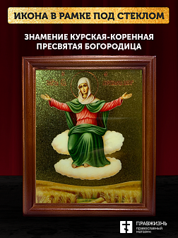 Икона Божией Матери Спорительница хлебов с золочением, деревянная рамка со стеклом 15х18х2 см 151