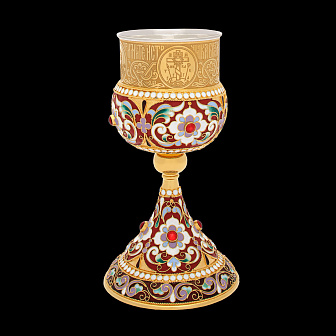 Потир 0.135л филигрань, эмаль / золочение / мельхиоровый стакан