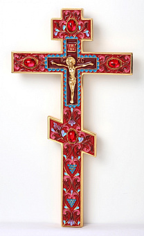 Крест напрестольный №2-14 гальванопластика золочение эмаль камни