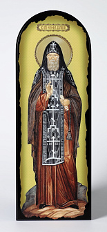 Икона на МДФ 18х50 арочная, объёмная печать, лак Серафим Вырицкий