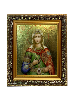 Икона Фотиния Светлана Самаряныня великомученица с золочением, узкая рамка 17,5х20,5х2 см