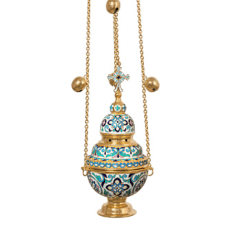 Кадило круглое №3 филигрань, эмаль / золочение