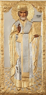 Икона "Николай Чудотворец" писаная с позолотой