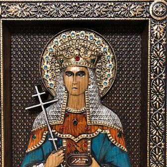 Икона Святая равноапостольная царица Елена, резная из дерева