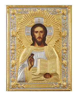 Икона живописная Спасителя 18х24, масло, риза №233, матовое золочение