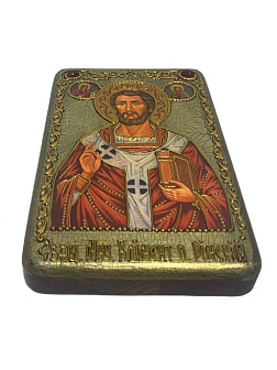 Настольная икона ''Священномученик Климент, папа Римский'' на мореном дубе