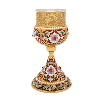 Потир 0.135л филигрань, эмаль / золочение / мельхиоровый стакан