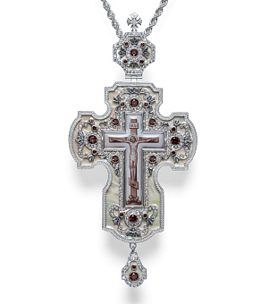 Крест наперсный №200 / Фианиты перламутр серебро (УИН)