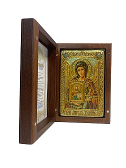 Икона ''Ангел-Хранитель'' ручной работы в декоративном деревянном футляре