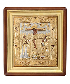 Икона живописная в киоте 30х40 масло, риза №90, киот №1 Распятие