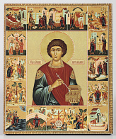 Икона ПАНТЕЛЕИМОН Целитель, Великомученик с клеймами
