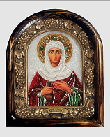 Икона св.прп.Иоанна мироносица бисерная в деревянной раме
