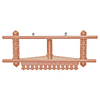 Иконная полка 2-х ярусная угловая низкая из дерева резная