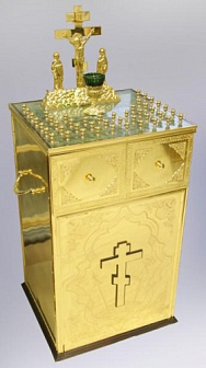 Стол панихидный 44 свечи золочение каменные накладки гравировка