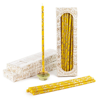 Свечи праздничные №20/40 (уп 25шт), ЖЕЛТЫЕ (Золотая лоза)