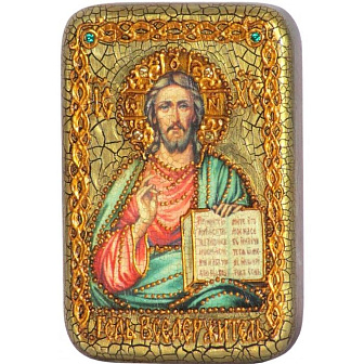 Икона Господь Вседержитель из дуба в футляре