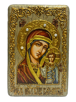 Икона Богородица Казанская писаная темперой