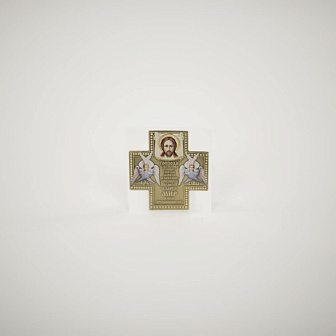 Икона Автомобильная Самокл. Металл, Крест цветной Золото Икона Автомобильная Самокл. Металл, Крест цветной Золото