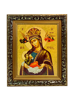 Икона Млекопитательница Божия Матерь на холсте в киоте 106