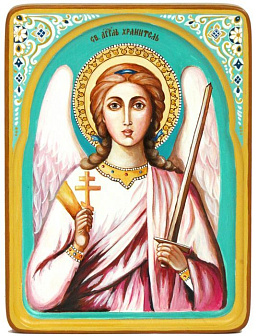 Рукописная икона ''Ангел Хранитель'' на кипарисе