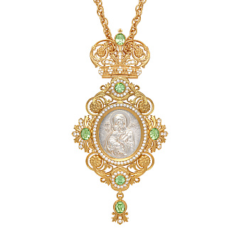 Панагия №189 / Фианиты литьевой лик / золочение, серебрение