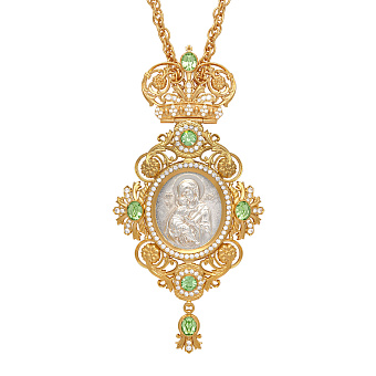 Панагия №189 / Фианиты литьевой лик / золочение, серебрение