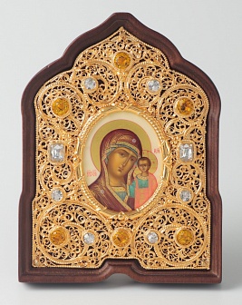 Икона именная №31 живопись,филигрань в деревянной рамке /золочение/Казанская