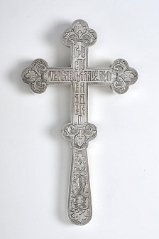 Крест напрестольный водосвятный ручная гравировка серебро (УИН)