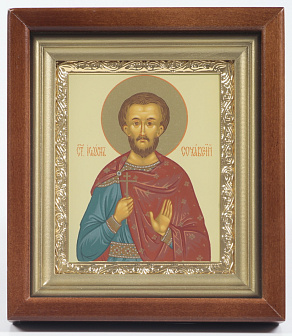 Икона в киоте 11х13 сложный, темпера, рамка золочёная Иоанн Сочавский