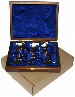 Набор миниатюр в деревянной шкатулке "ХОККЕЙ" 6 фигур (черная форма)