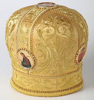 Митра №005 глазет вышивка а/м канитель, стр.дорожки, фоторамки в футляре