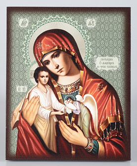 Икона на доске 13х15 объёмная печать, лак Скорбящая Б.М. о младенцах во чреве убиенных