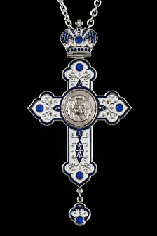 Крест наперсный № 187 штампованный,эмаль /серебрение/