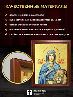Икона Дария Римская мученица с золочением, деревянная рамка со стеклом 15х18х2 см 063