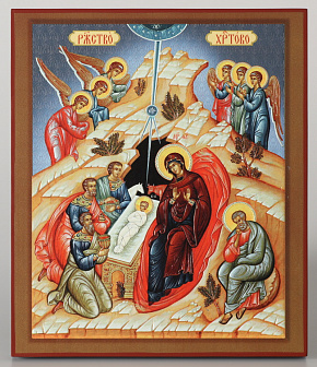 Икона на на доске 22х26 объёмная печать, лак Рождество Христово 2