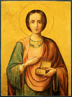 Икона под старину Святой Пантелеймон Целитель Икона под старину Святой Пантелеймон Целитель